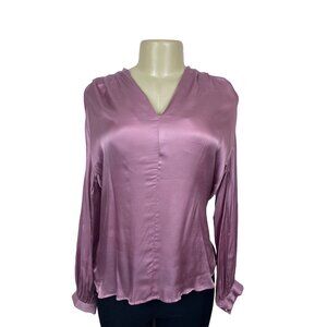 Good Hart Women's Pink Long Sleeve V Collar Shirt Sz S